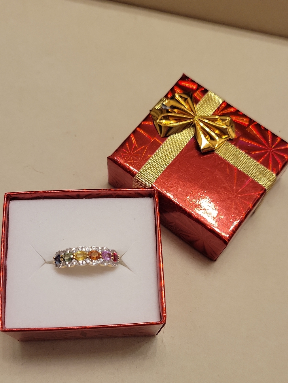 Brand New-Multi Colored Sapphire & Topaz Ring.925 Sterling Silver Sz 5